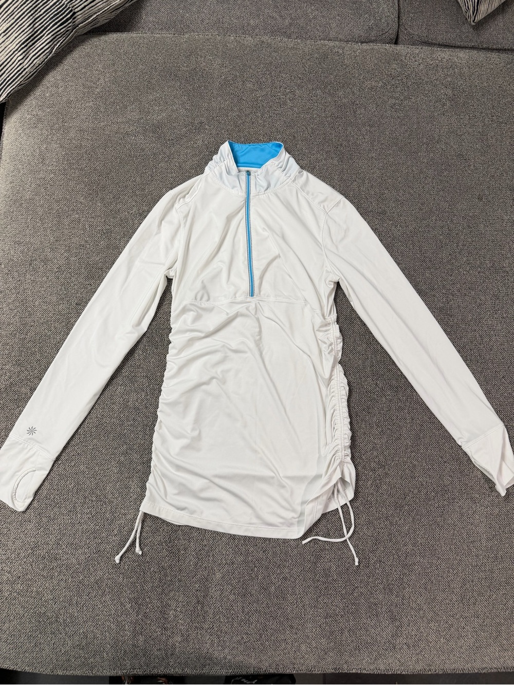 Athleta Ruched 1/4 Zip Long Sleeve Rashguard Shirt Sun Top - Women's Medium